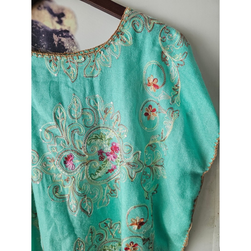 Boho Embroidered Fringe Festival Long Tunic Top Cover Up Dress One Size - Picture 4 of 7